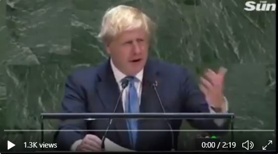 Boris Johnson dropping truth bombs at the UN.