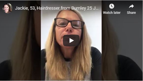 Brees Media: Jackie, 53, Hairdresser from Burnley 25 July 2020 (Masks)