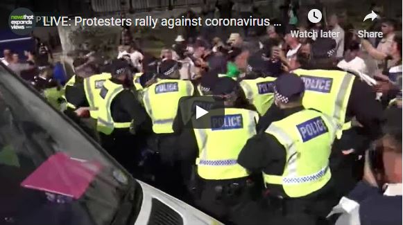 LIVE: Protesters rally against coronavirus measures in London despite social gathering ban