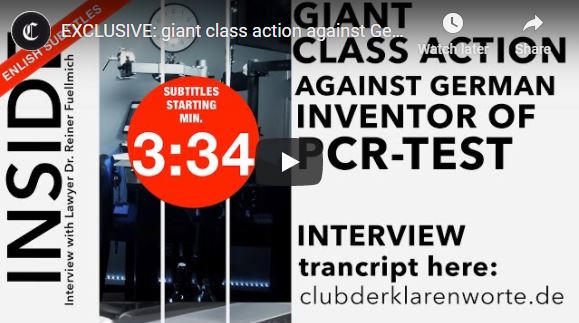 EXCLUSIVE: giant class action against German inventors of PCR-test. No pandemic without PCR-test.