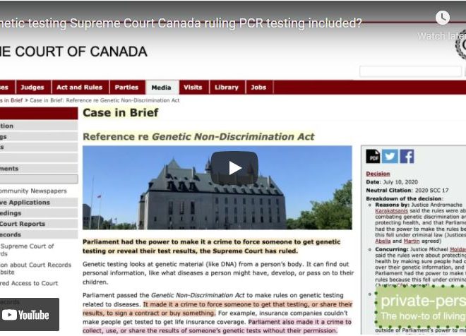 Genetic testing Supreme Court Canada ruling PCR testing included?
