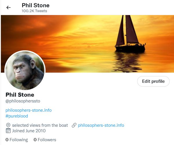 Philosophers-stone @philosopherssto Twitter account suspended. No reason given.
