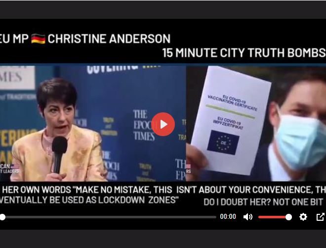 EU MP CHRISTINE ANDERSON 15 MINUTE CITY TRUTH BOMBS
